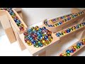 マーブルランレースASMR　木製ウェーブコース2　小さな大工さん　キュボロ　くみくみスロープ　癒しの音　カラフルボールの木製コース【Marble run】