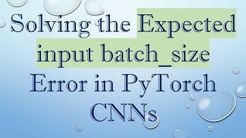 Solving the Expected input batch_size Error in PyTorch CNNs