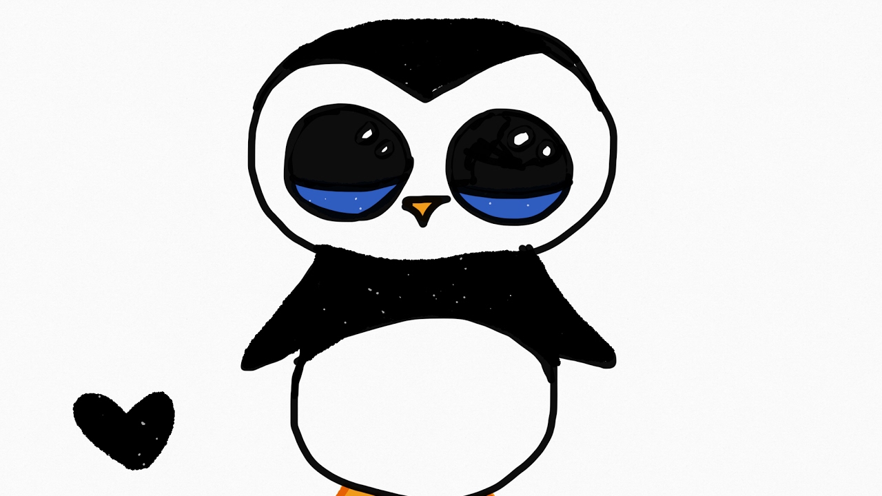 Tutorial ~ Drawing a cute penguin // how to draw a cute simple penguin