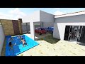 Casa Moderna em L - 10X25 com Piscina - (Casa Simples - 10X20 na Descrição do Vídeo)