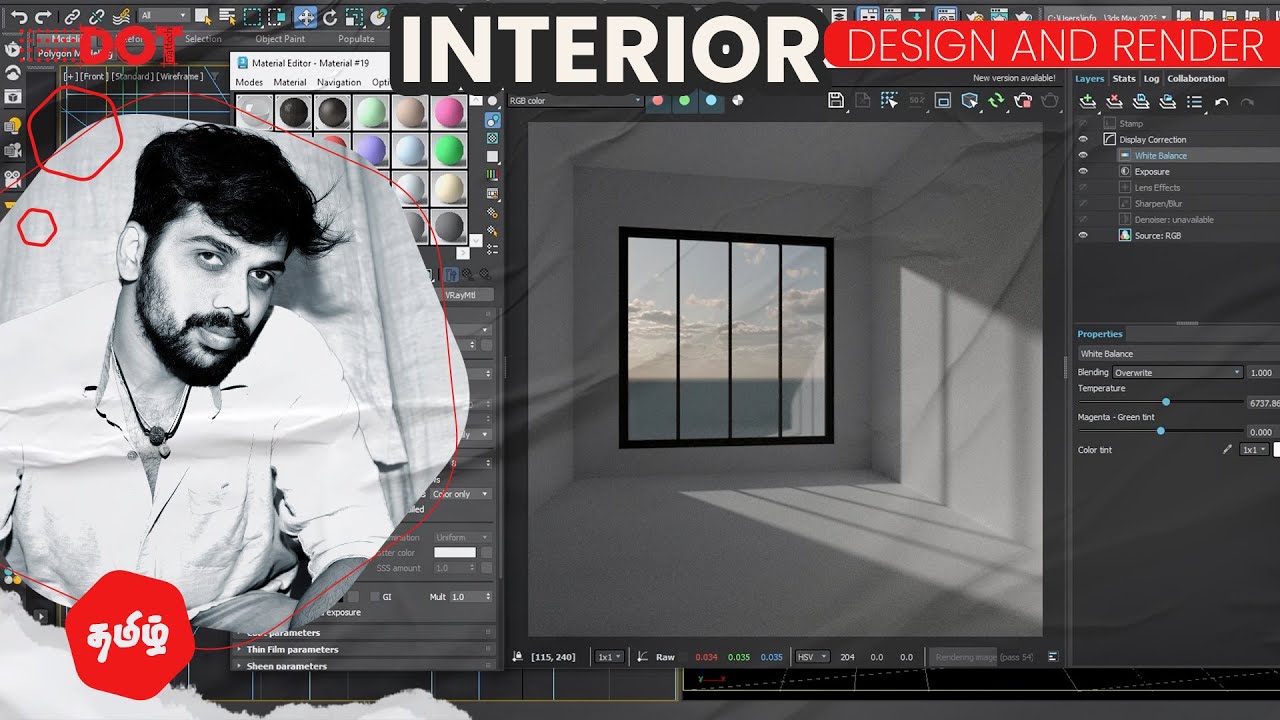 Interior Lighting and camera techniques 3ds max Vray Tutorial in Tamil ...