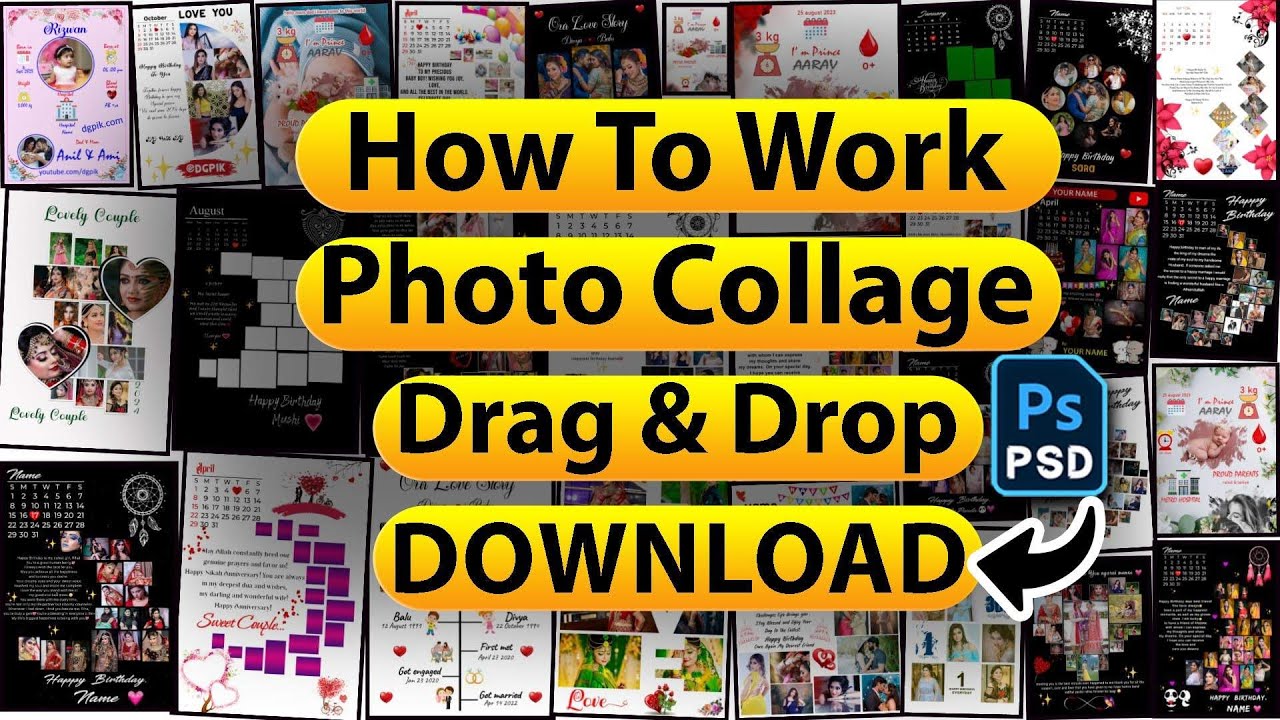 Best Anniversary & Birthday Customized Photo Frame PSD Pack | Photo Collage Design PSD