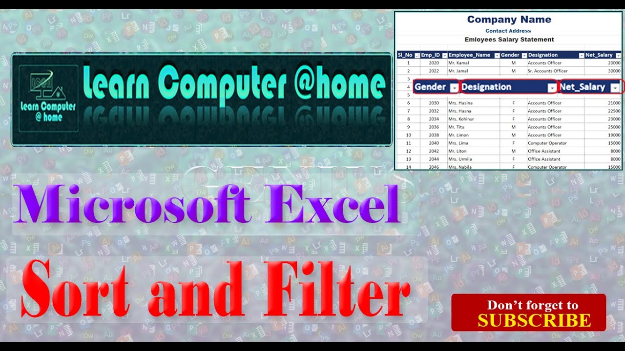 Sort and filter in excel | sort | filter | excel - YouTube