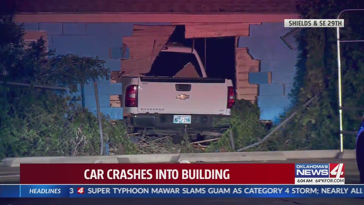 Truck crashes into building in Oklahoma City - YouTube