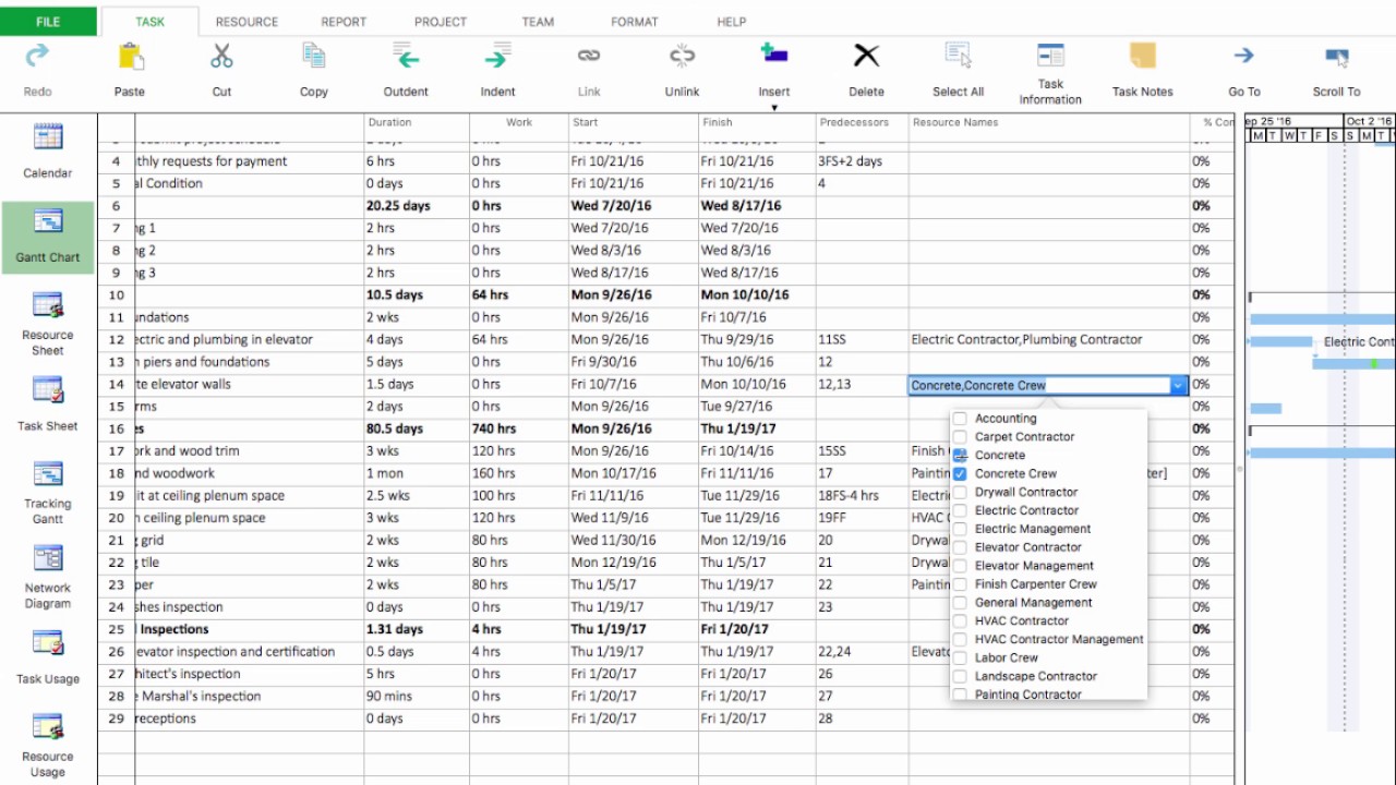 microsoft project sample project plan