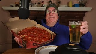 ASMR Pizza Hut Pepperoni and Buffalo Chicken Beer Night Mukbang Whispering