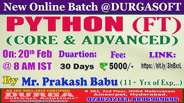 PYTHON (Fast Track) Online Training @ DURGASOFT
