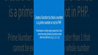 Check a number is a Prime Number or not in PHP #shorts