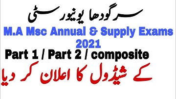 University of Sargodha has announced the schedule of annual and supply exam  MA Msc  2021