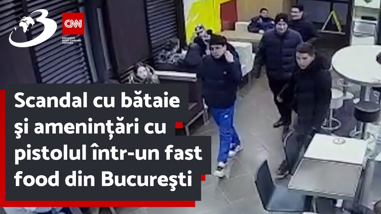 Scandal cu bătaie şi amenințări cu pistolul într-un fast food din Bucureşti