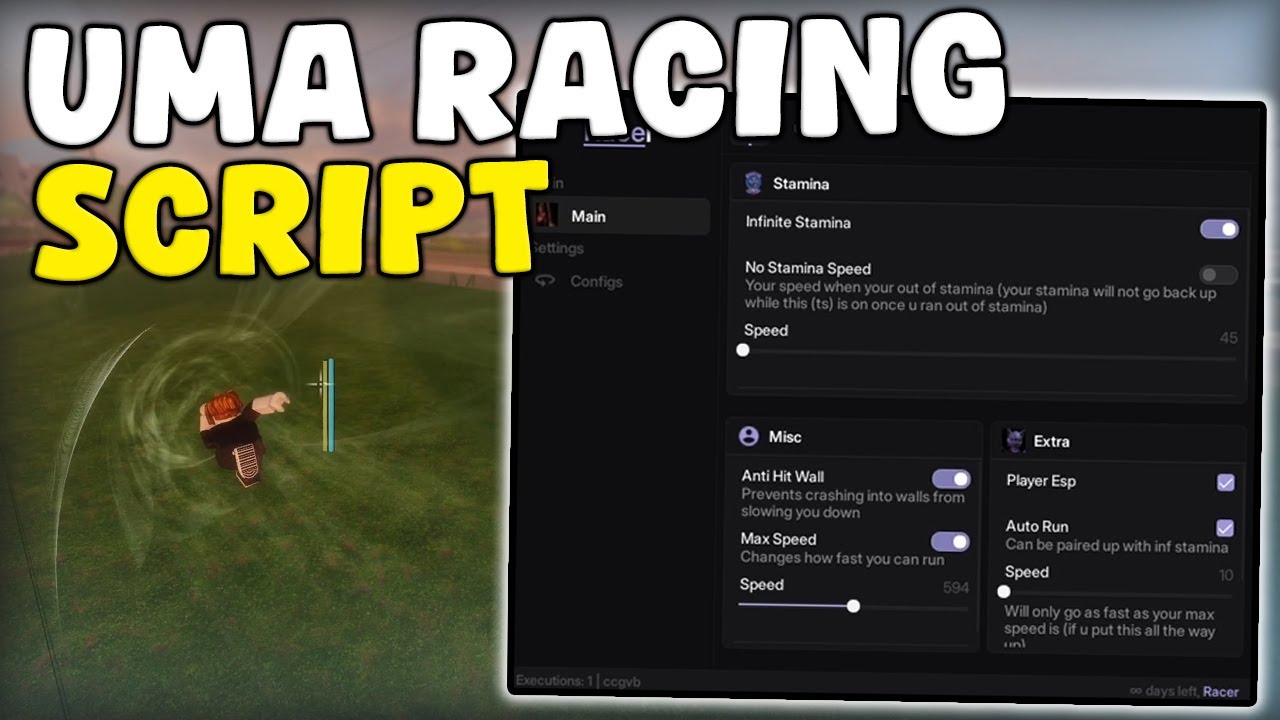 [🔥KEYLESS] Roblox Uma Racing Script Infinite Stamina, Max Speed ...