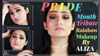 PRIDE Tribute Rainbow Eyes Makeup Tutorial || By Aliza Sudan