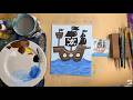 How to Paint a Pirate Ship - Easy Acrylic Painting Tutorial for Beginners