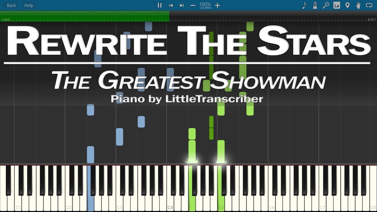 The Greatest Showman - Rewrite The Stars (Piano Cover) by LittleTranscriber