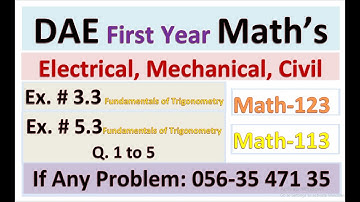 Lec. 10 | DAE 1st Year Applied Math|Funda.. of Trigonometry |Ex 3.3 & 5.3| Q.1 to 05 |Math 123 113 |