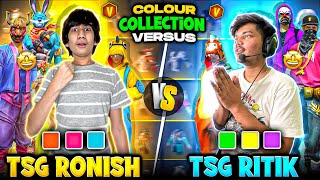 Free Fire TSG RITIK vs TSG RONISH 😈 Different Colour Collection Battle 🎨 Who Wins - Garena Free Fire