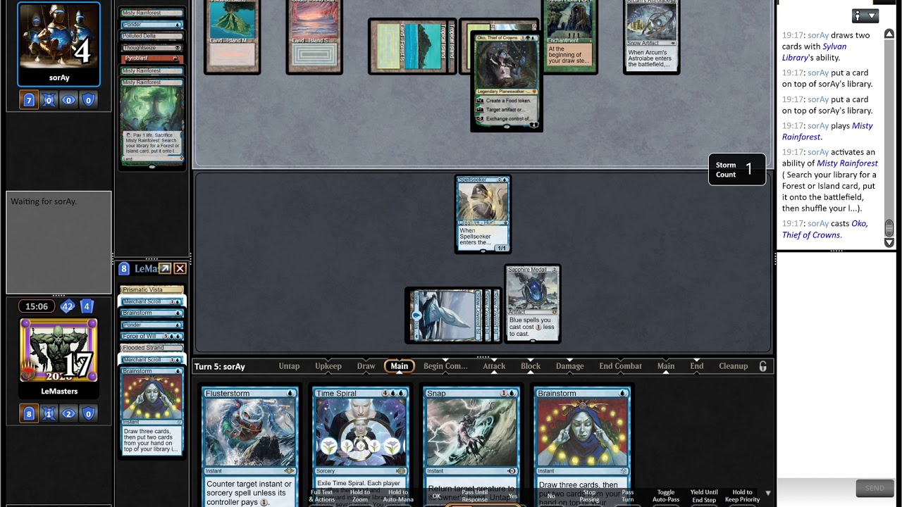 MTG (Legacy): Sapphire Storm (High Tide) vs. Snowko 27/10/2020