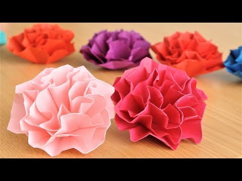 折り紙 簡単なカーネーションの花の作り方 【Origami】How to make a Easy Carnation flower