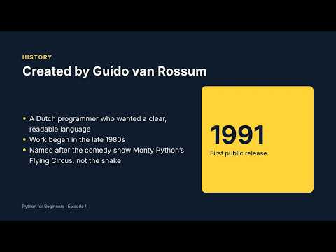 Python for Beginners #1 | Introduction, History & Why Learn Python