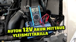 Auton 12V Akun Mittaus Yleismittarilla