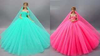 Barbie Elbise Yapımı | DIY |Dikişsiz kendin yap ~ 5 Dakikada hallet- Barbie Crafts