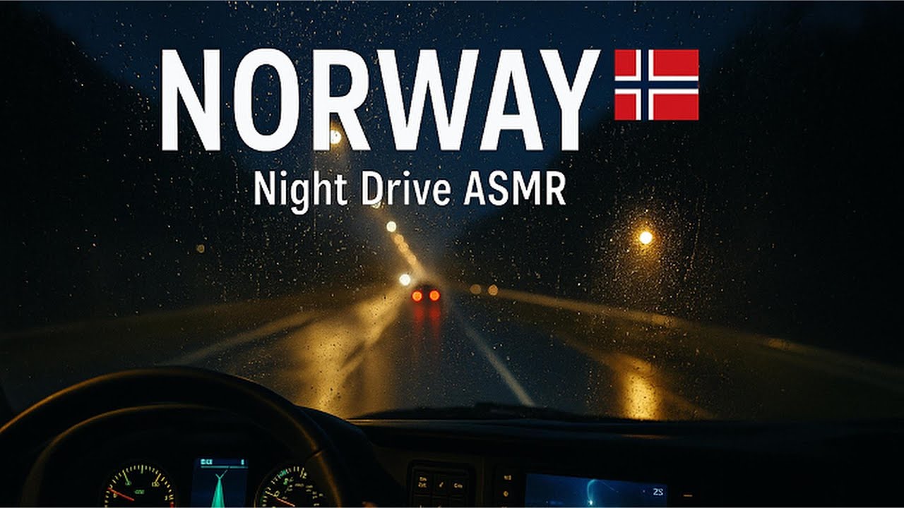 Norway • Night Drive ASMR • Cabin View • 4K POV • Engine Sound Only | No Music