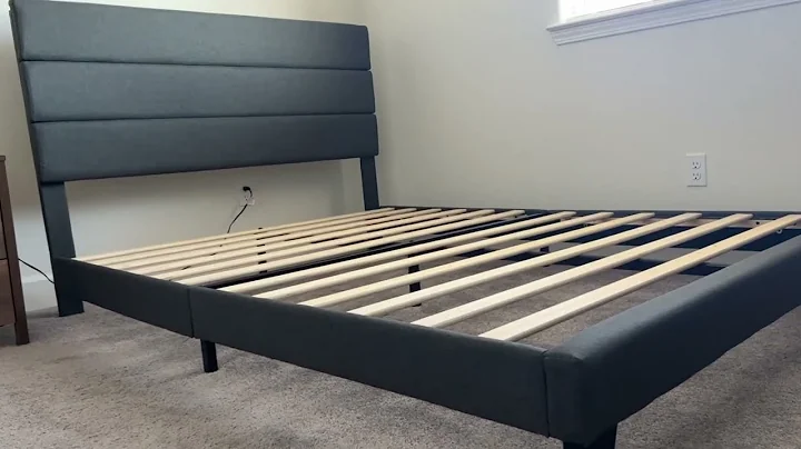 Allewie Queen Size Platform Bed Frame w Fabric Upholstered Headboard and Wooden Slats Support Review