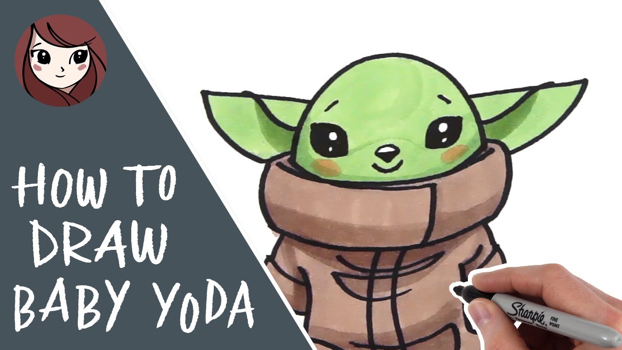 How To Draw a Cute Baby Yoda - YouTube