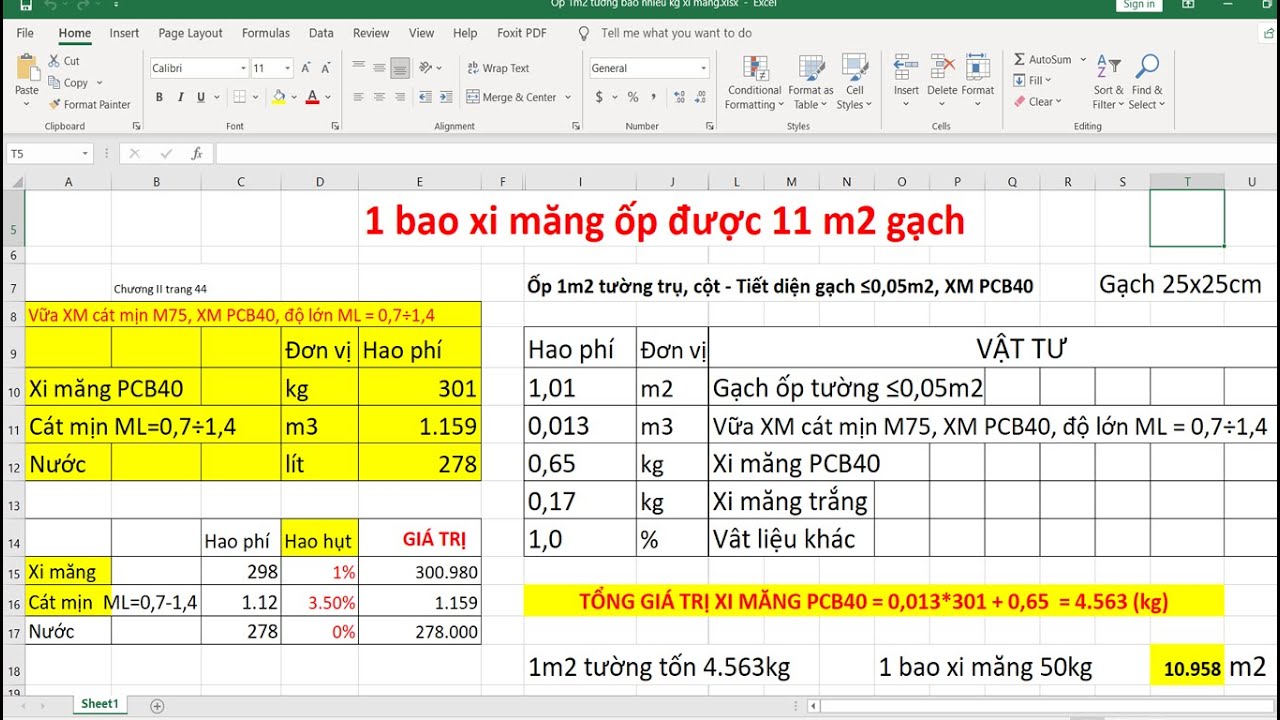 1 bao xi măng ốp trát bao nhiêu m2 tường gạch - YouTube