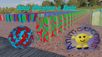 dominos effect physics in Blender(animation 3d)-my first experience domino tricks 1#Shorts