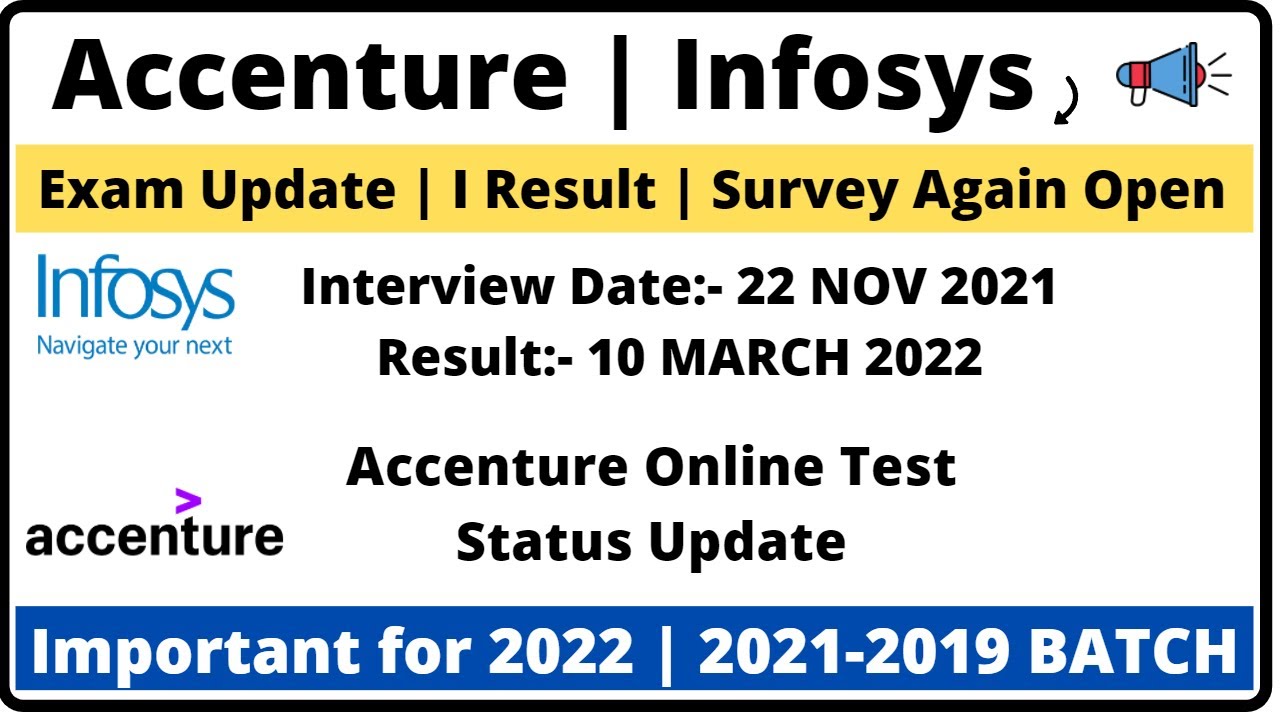 Accenture 2022-2019 BATCH Online Test Update | Infosys Survey Form Open ...