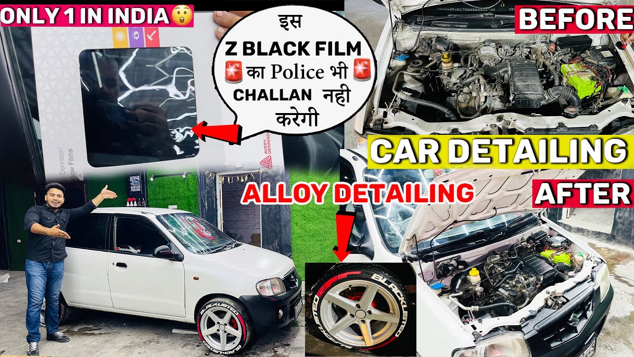 😱🚨अब से Z Black Car को नही रोकेगी Police 👮‍♀️ Car Complete interior & Alloy Wheels Detailing😱