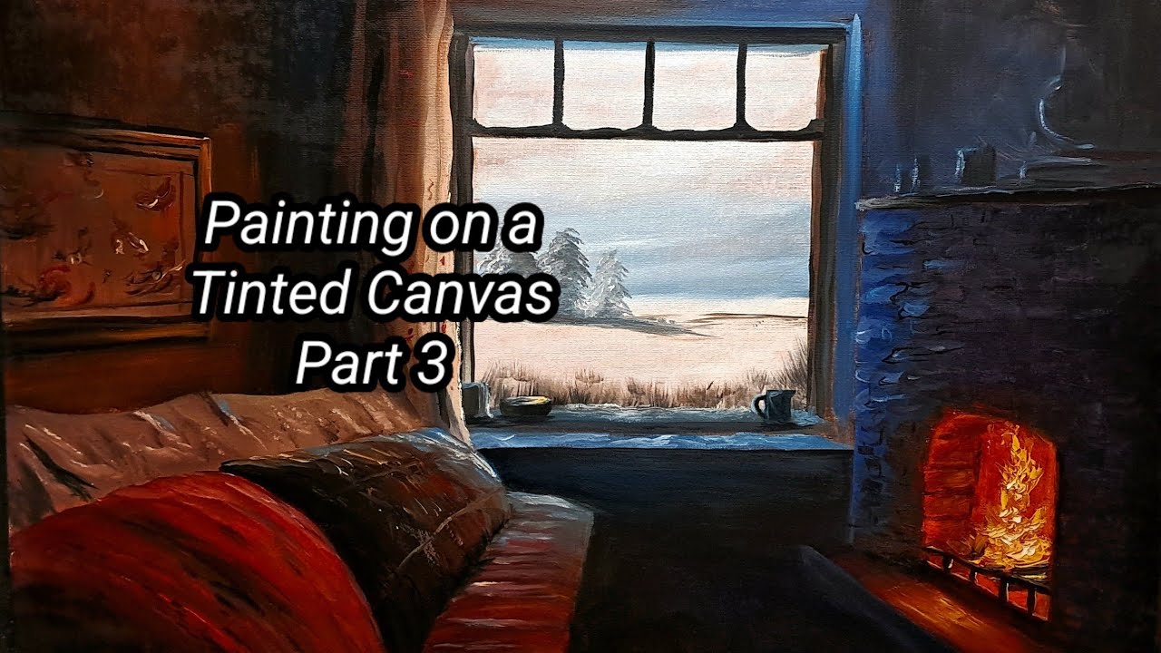 Часть 3. Как создать картину на тонированном холсте. Покраска камина и завершающие штрихи.