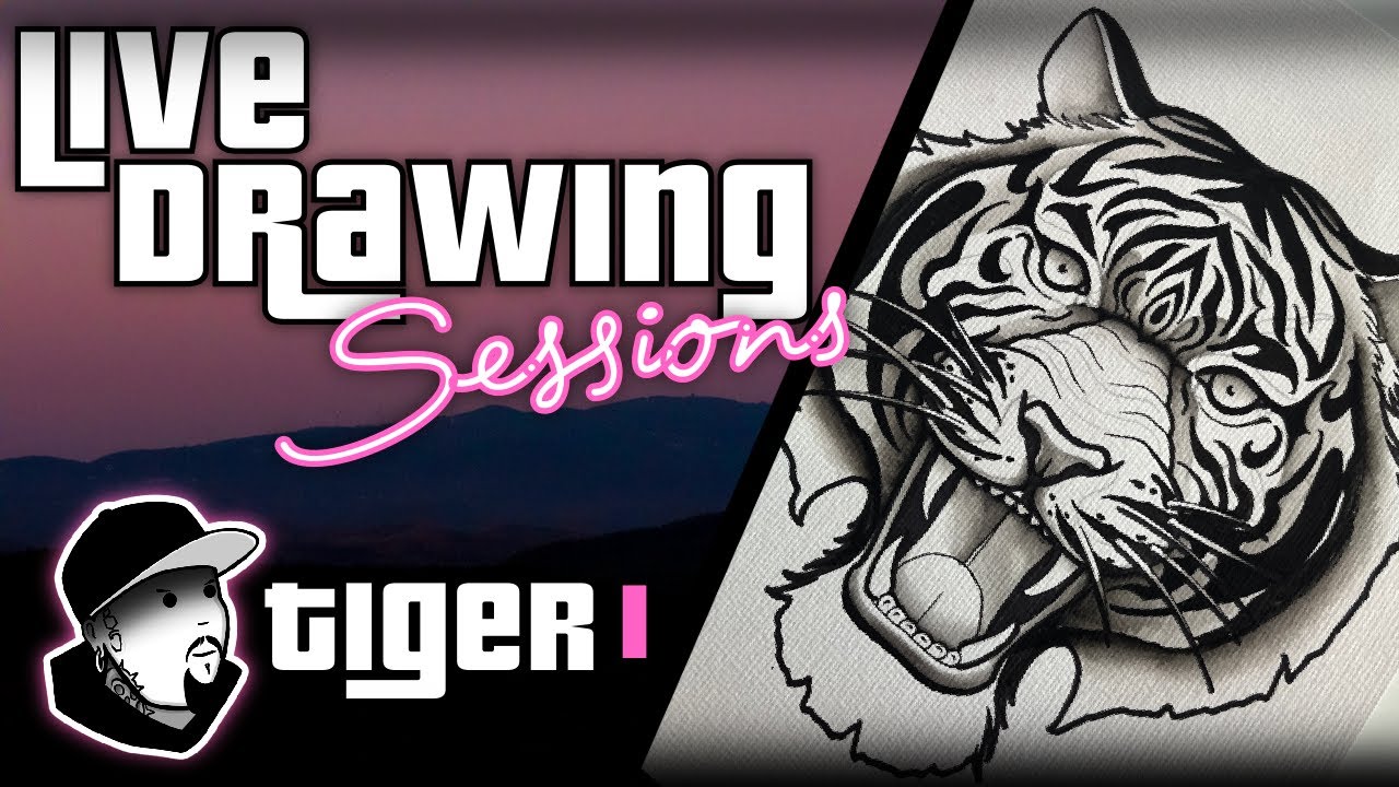 Drawing a TIGER Neo Traditional Tattoo Design Pt.1 | Live Drawing Sessions