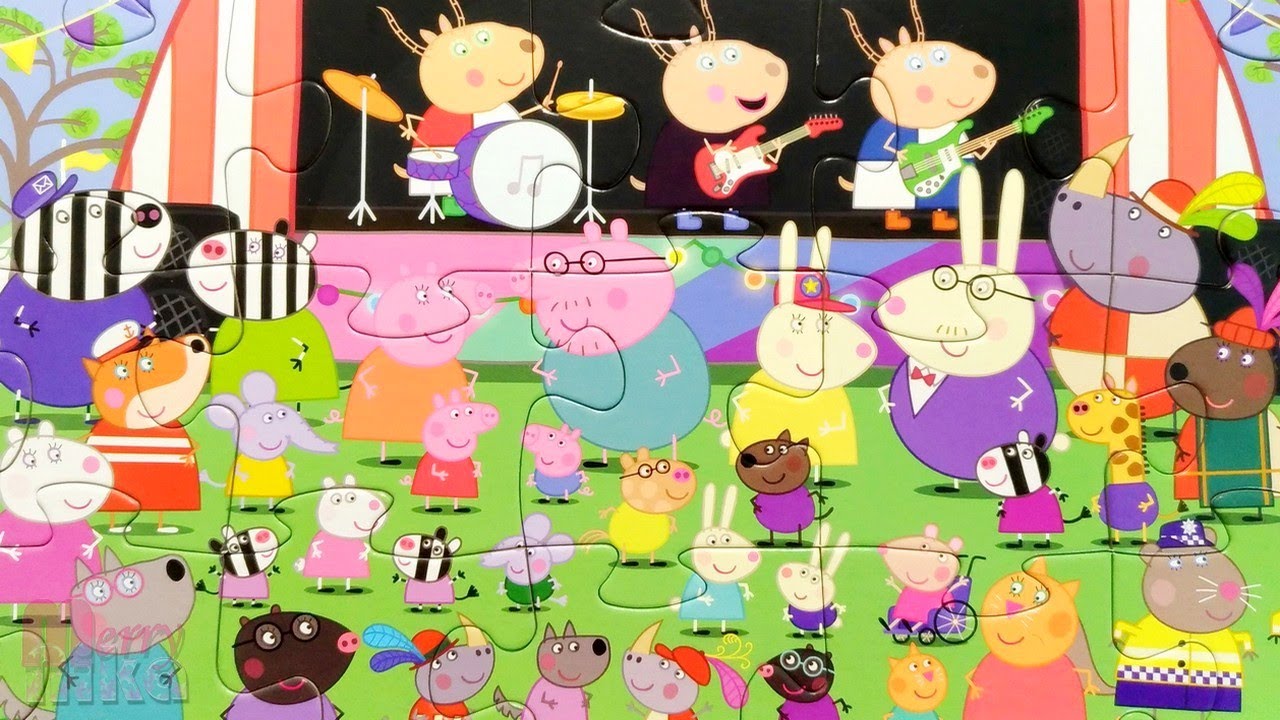 Пеппа и её друзья на большом концерте - собираем пазл для детей Peppa Pig | Merry Nika