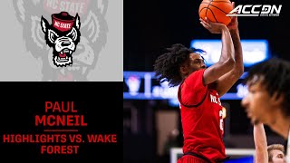 NC State Guard Paul McNeil Jr. Highlights vs. Wake Forest