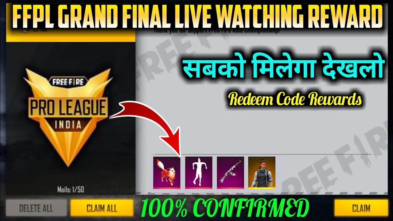Free Fire Live Watching Grand Finals Reward Redeem Code || Ffpl Grand Finals Reward Kab Milega