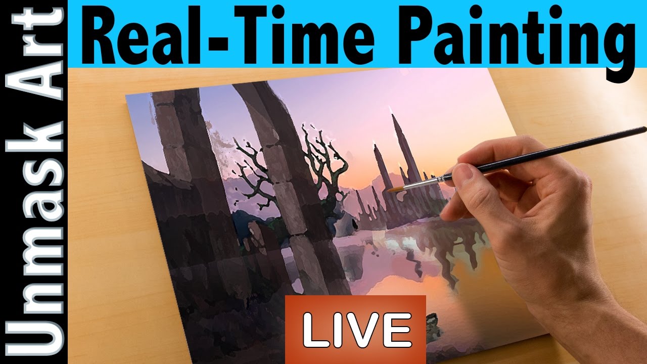 unmasked How to Paint a Sunset | Real Time Painting Fantasy Landscape