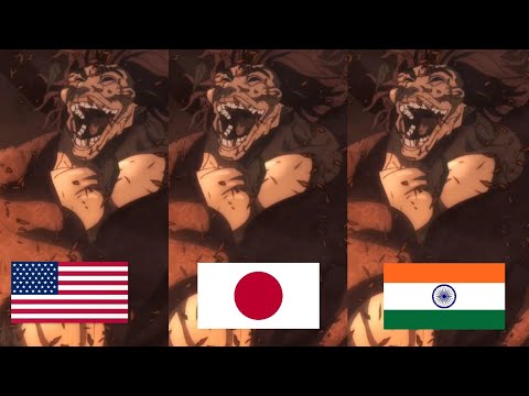 Yujiro hanma evil Laugh 🇺🇲vs🇯🇵vs🇮🇳 | USA vs Japanese vs India Netflix| Yujiro Laugh In Hindi🔥#anime