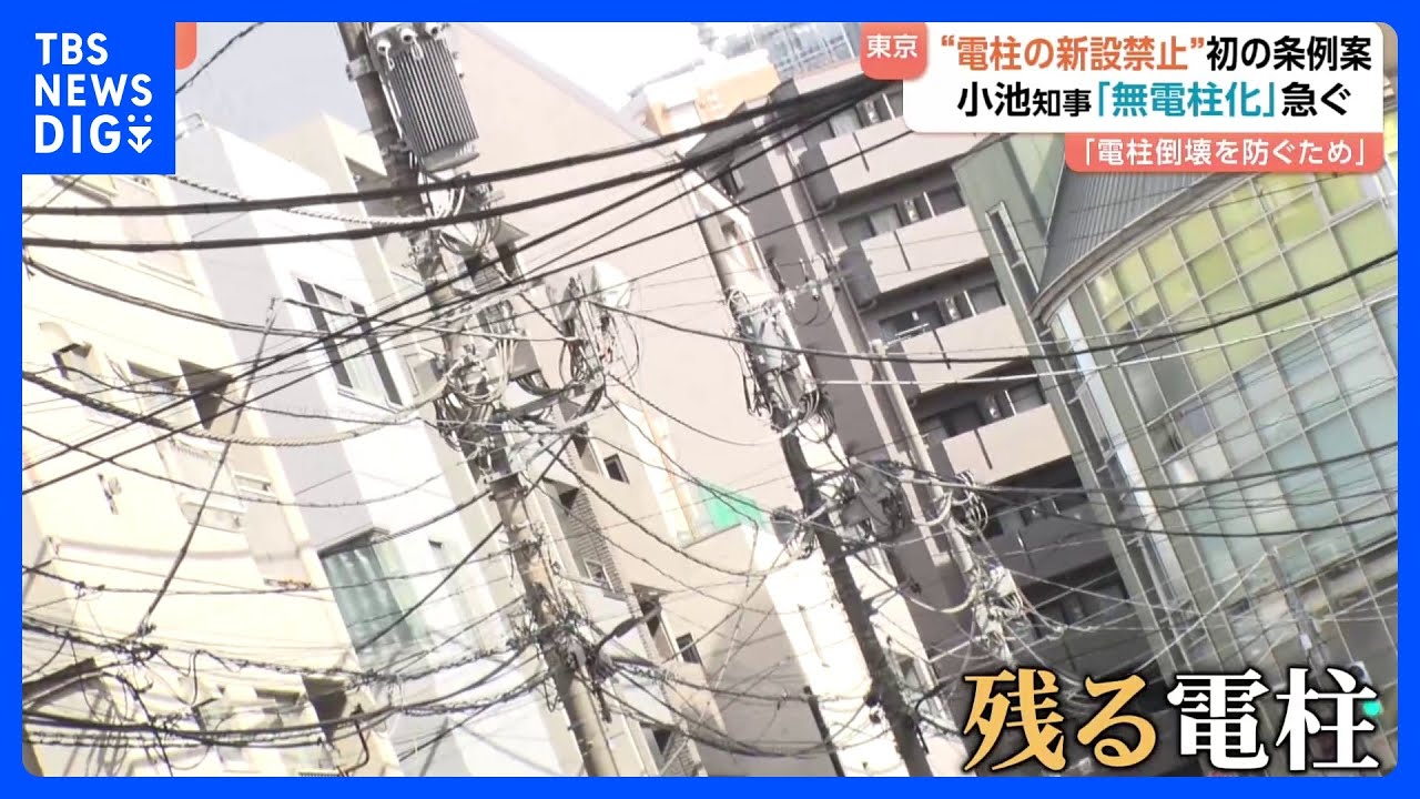 無電柱化を急ぐ東京都　日本初の条例案も　電柱の新設を原則禁止　都内の無電柱化の現状は？｜TBS NEWS DIG