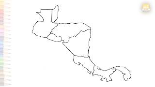 Cómo dibujar el mapa de Centroamérica fácil | Boceto de contorno | Cómo dibujar el mapa de Centro...