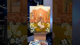 When it rains on your wedding day😱 #liveweddingpainting #liveweddingpainter #2026bride #weddingidea