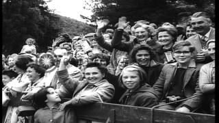 US President Dwight D Eisenhower arrives in London and being greeted by Queen Eli...HD Stock Footage