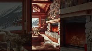 Dreamy Winter Cabin Ambience ❄️🔥 Cozy Fireplace Scene #cozyaesthetic #fireplacesounds #wintercozy