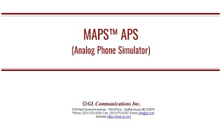 MAPSβ’ APS (Analog Phone Simulator) - DEMO