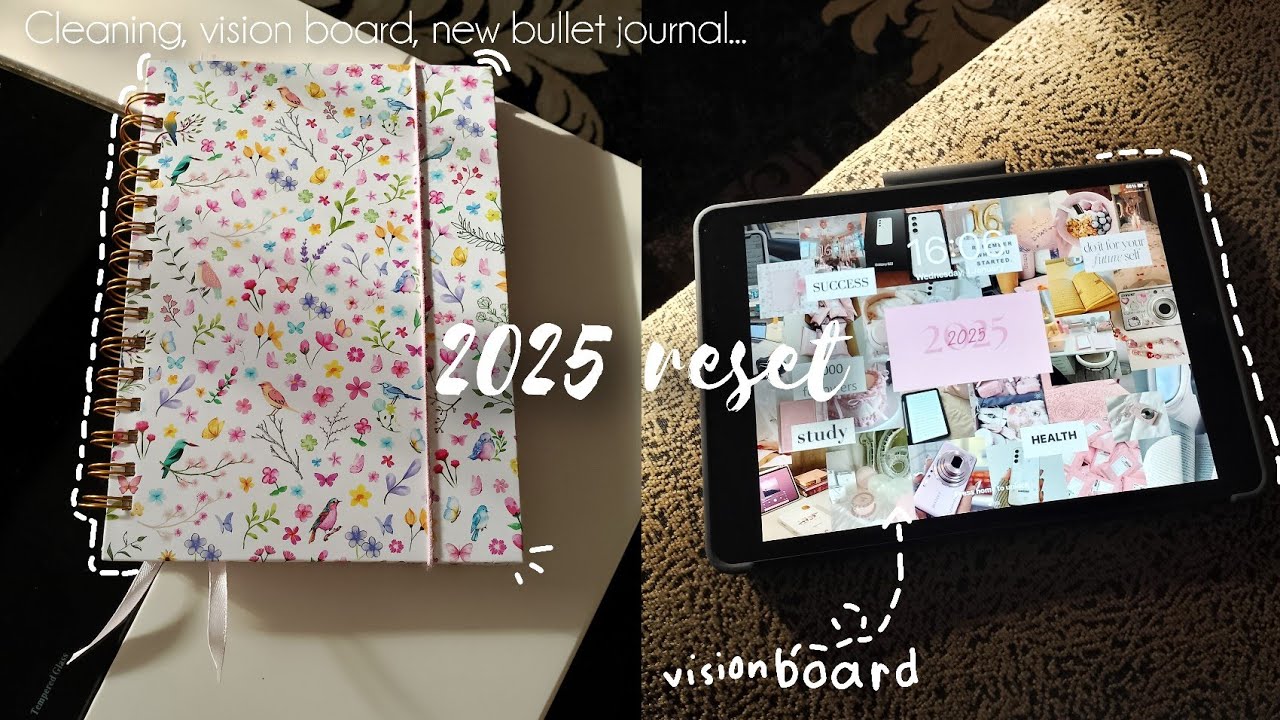 2025 reset 🌷🫧{deep cleaning my room,new bullet journal,vision board…}🎀