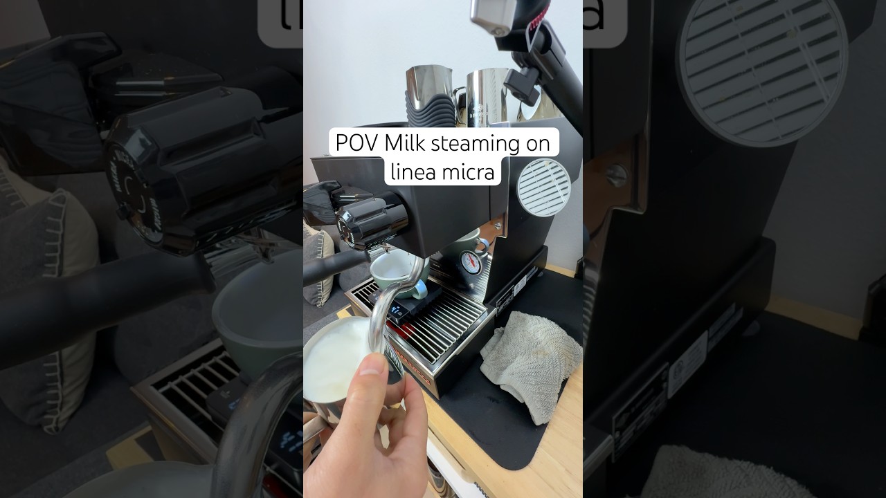 POV steaming 4.5oz milk full steam power on la marzocco linea micra