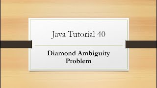 Tutorial 40: Diamond Ambiguity Problem in Java