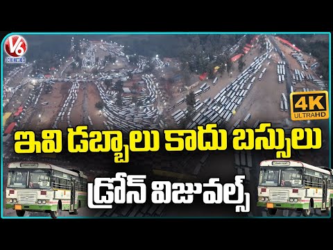 Medaram Bus Stand Drone Visuals | 4K Video | Sammakka Saralamma Jatara 2026 | V6 News