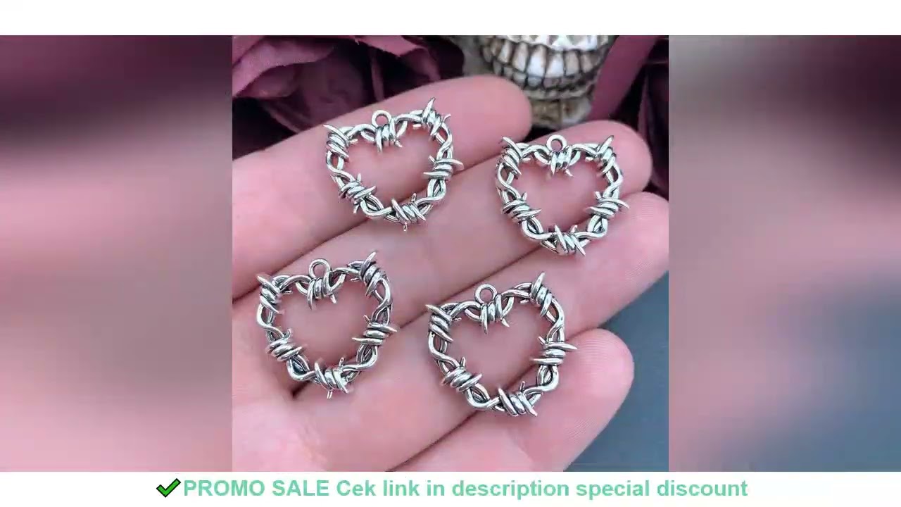 6pcs 23*24mm Thorns Heart Charms Barbed Wire Heart Charm Pendant Designer Charms For Jewelry Making
